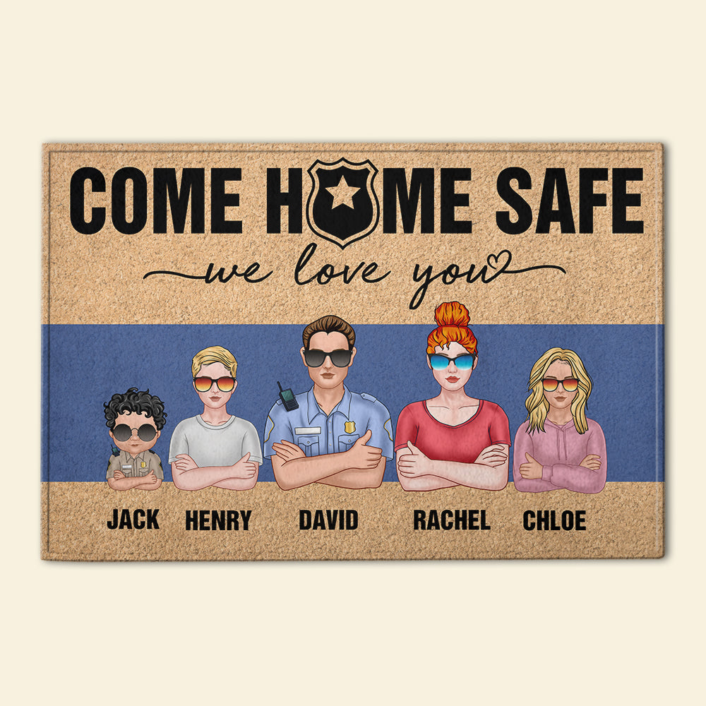 Personalized Police Doormat - Come Home Safe We Love You - Doormat - GoDuckee