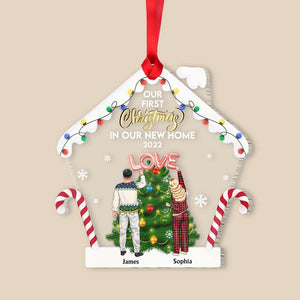 Our First Christmas In Our New Home,Personalized Couple Acrylic Custom Shape Ornament, Christmas Gift - Ornament - GoDuckee