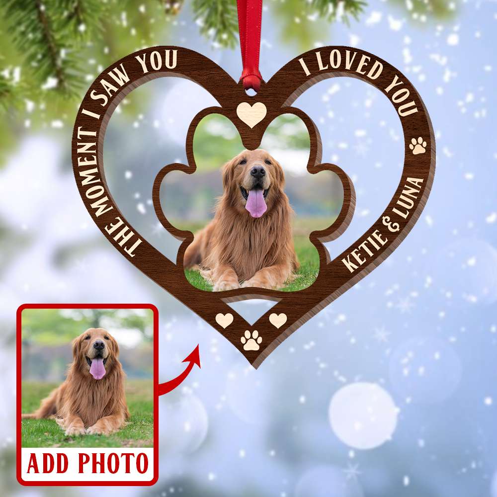 The Moment I Saw You Dog Personalized Wood Ornament - Ornament - GoDuckee