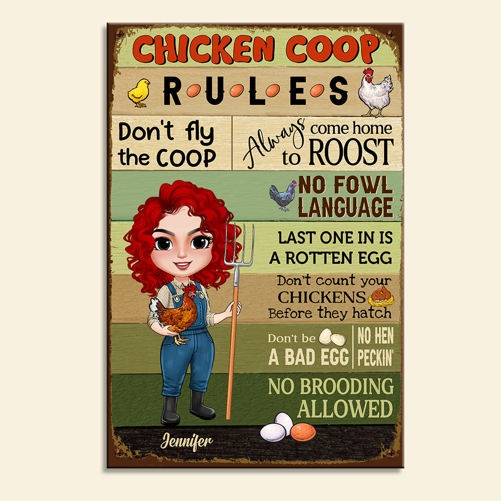 Chicken Coop Rules - Personalized Metal Sign - Metal Wall Art - GoDuckee