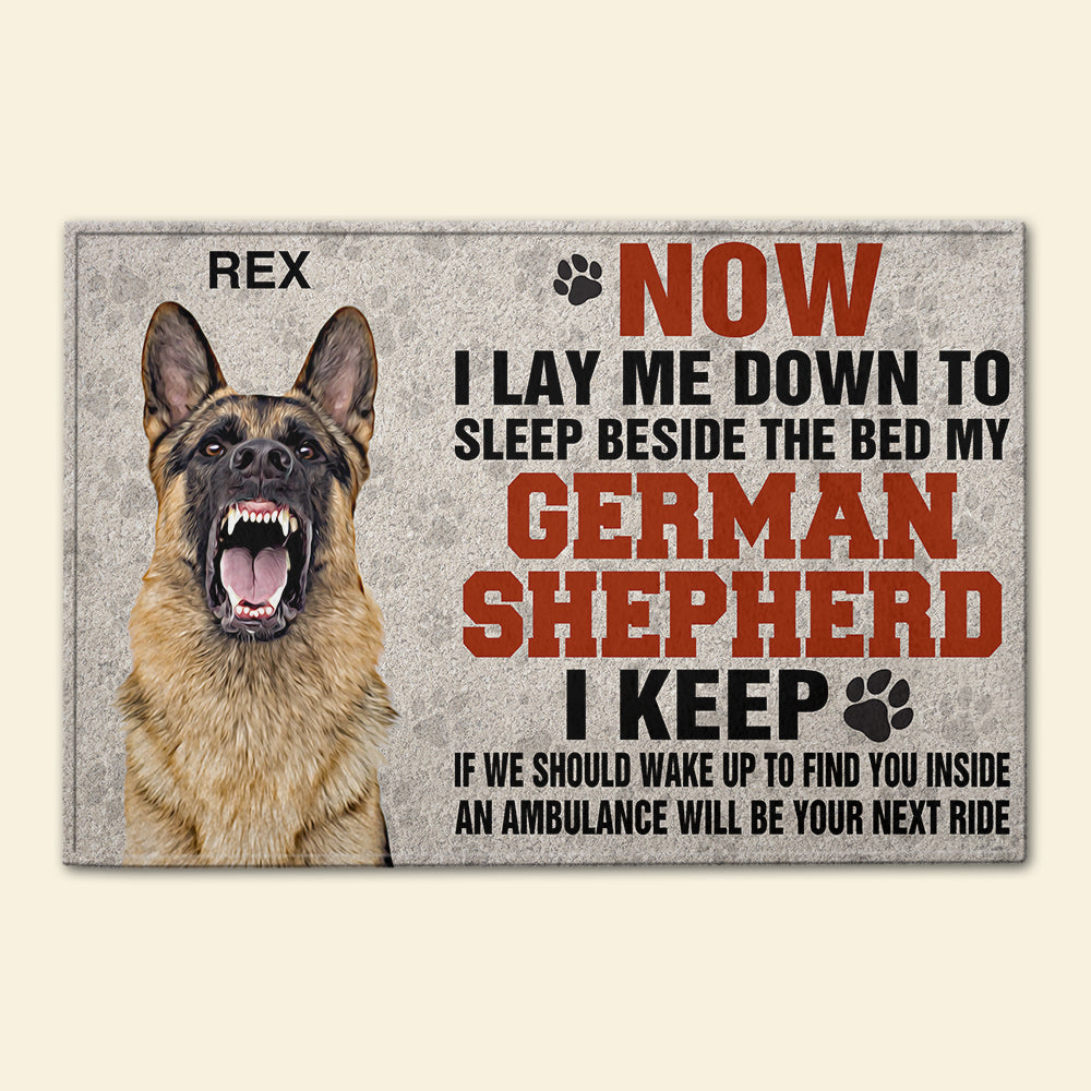 German Shepherd Doormat - Custom Name - Now I Lay Me Down To Sleep - Doormat - GoDuckee