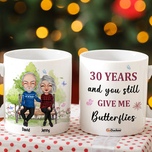 30 Years And You Still Give Me Butterflies Personalized Couple Mug, Gift For Couple - Coffee Mug - GoDuckee