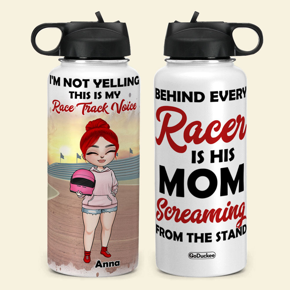 Dirt Track Racing - Personalized Racing Mom Water Bottle - I'm Not Yelling This Is My Race Track Voice - Water Bottles - GoDuckee
