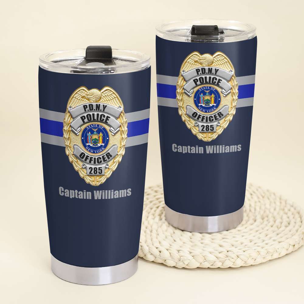 Police Badge With Customized State Seal - Personalized Tumbler Cup - Gift For Police - Tumbler Cup - GoDuckee