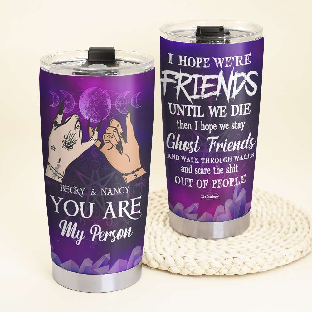Witch Sisters, Stay Ghost Friends, Pinky swear - Personalized Halloween Tumbler - Gift For Soul Sister - Tumbler Cup - GoDuckee