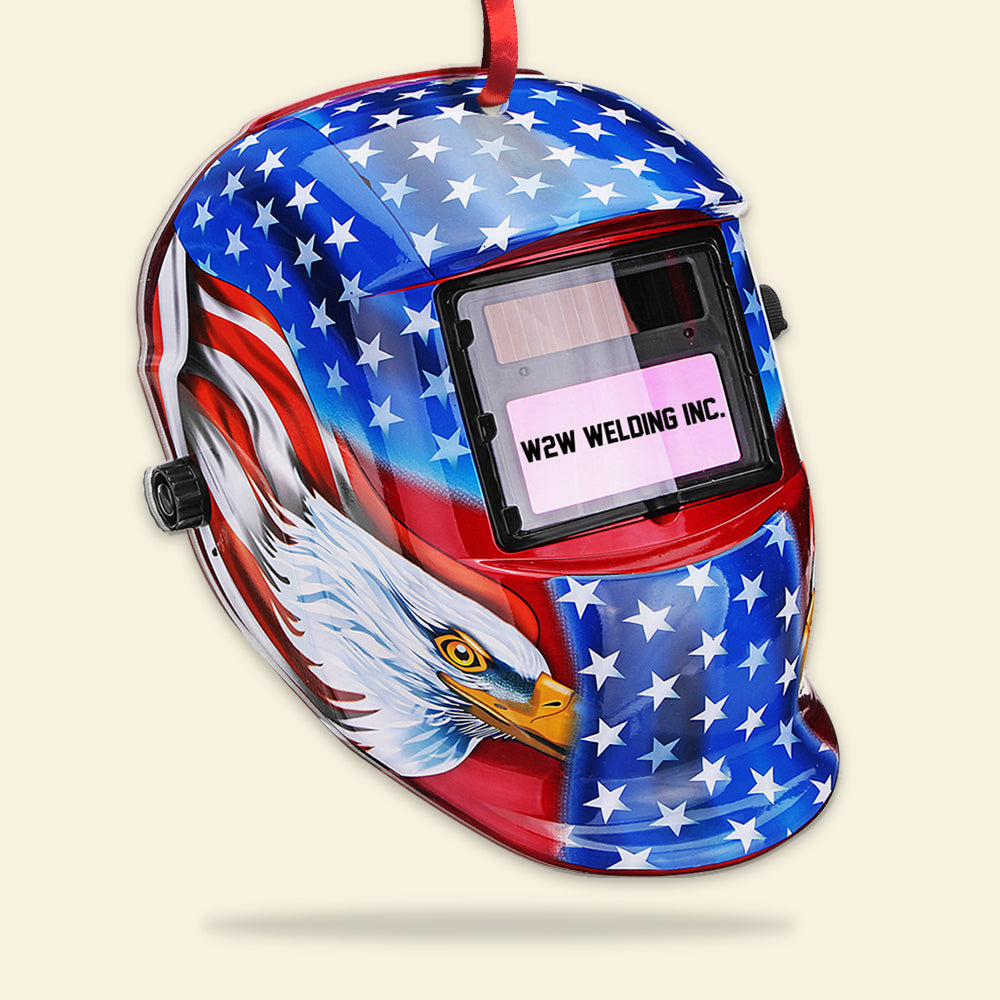 Welder Eagle Flag Helmet Welding Protective Gear Custom Shape Ornament - Ornament - GoDuckee