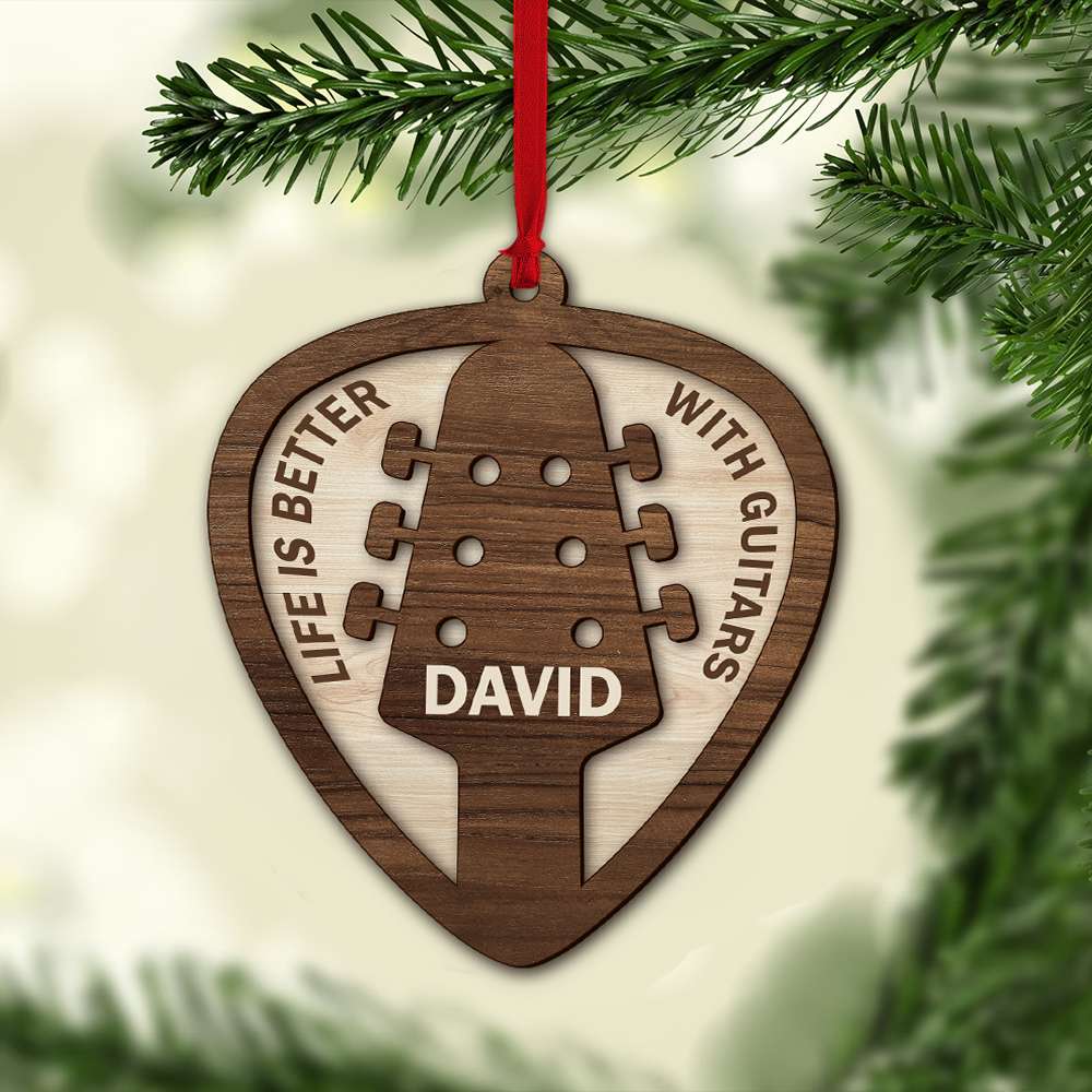 Life Is Better With Guitar - Personalized Guitar Ornament - Christmas Tree Decor - Ornament - GoDuckee