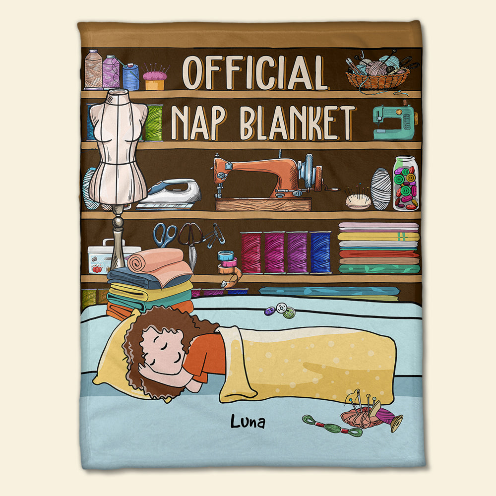 For Sewing Girl - Personalized Cartoon Sleeping Girl - Official Nap Blanket - Blanket - GoDuckee