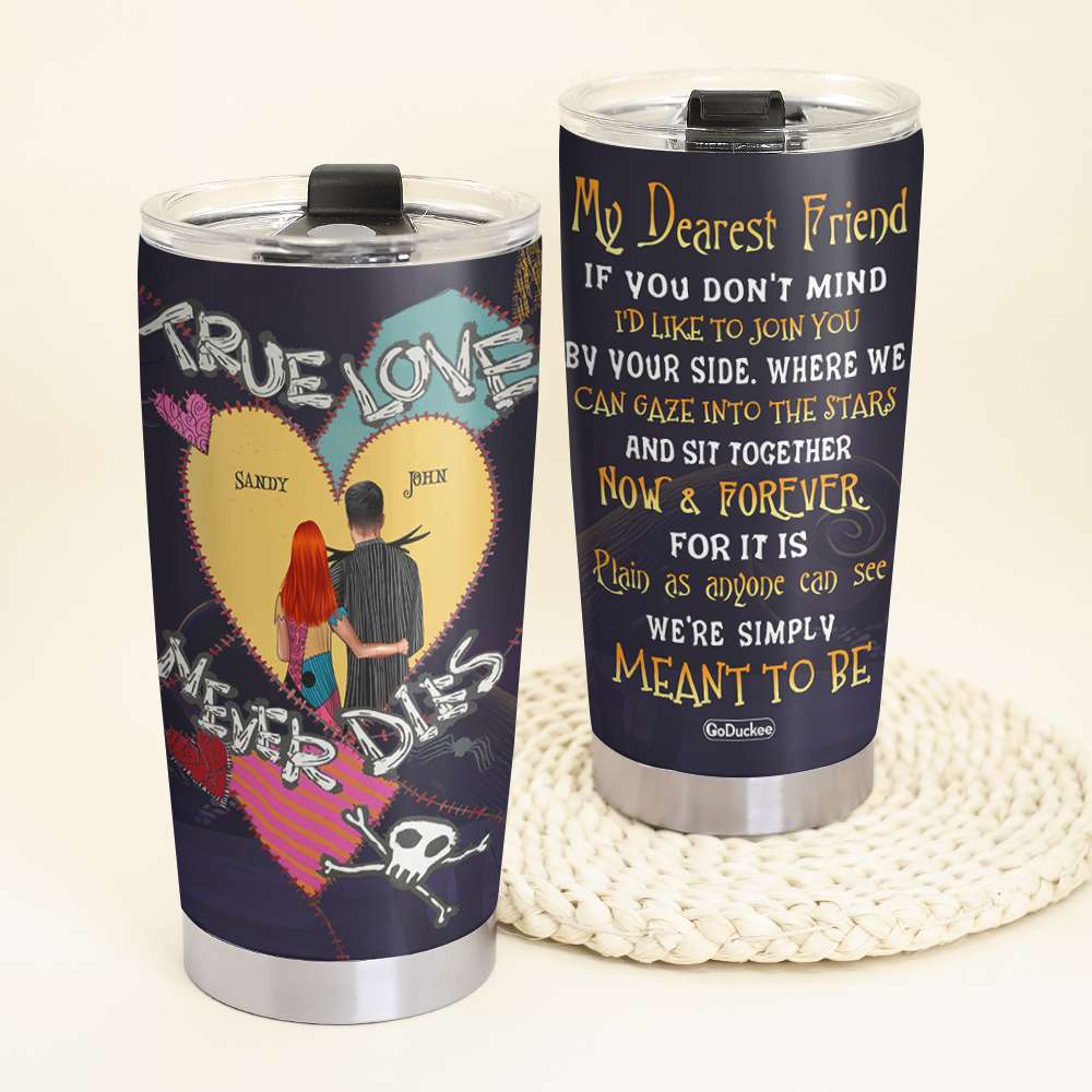 True Love Never Dies, Personalized The Nightmare Before Christmas Blanket, Gift For Couples - Tumbler Cup - GoDuckee