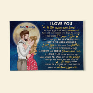 I Love You To The Moon And Back, Kissing Canvas Print Gift For Couple - Poster & Canvas - GoDuckee