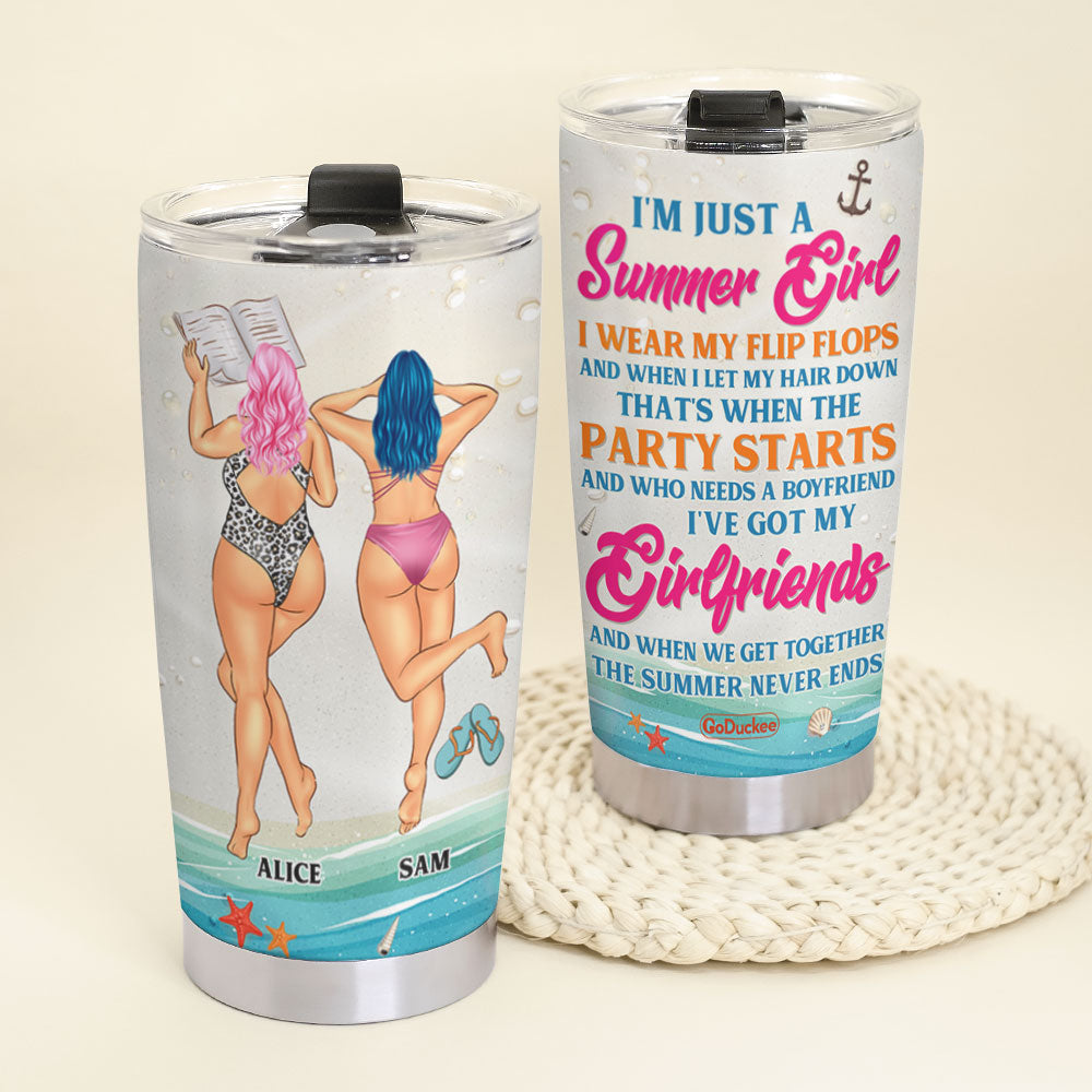 Personalized Beach Girl Tumbler - When We Get Together The Summer Never Ends - Tumbler Cup - GoDuckee