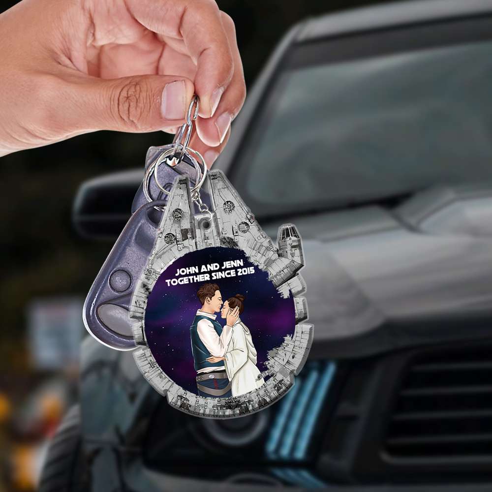 Love You To The Galaxy Far Far Away, Personalized Couple Keychain - Keychains - GoDuckee