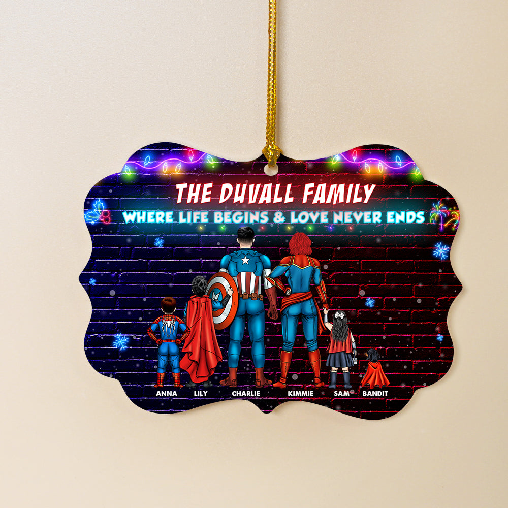 Where Life Begins And Love Never End Personalized Medallion Acrylic Ornament, Christmas Gift For Family - Ornament - GoDuckee