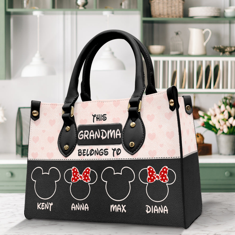 Custom Mickey Cartoon Leather Bag Hand Bagcustom Mickey Woman 