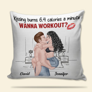 Kissing Burns 6.4 Calories A Minute, Personalized Couple Pillow, Gift For Couple - Pillow - GoDuckee