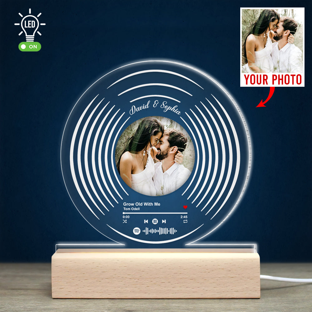 Couple Grow Old With Me - Personalized Led Light Wooden Base With Upload Image - Gift For Him/Her - Led Night Light - GoDuckee