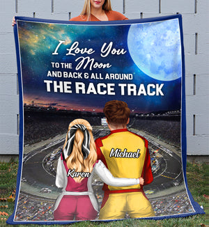 I Love You To The Moon And Back Personalized Racing Blanket, Gift For Couple - Blanket - GoDuckee