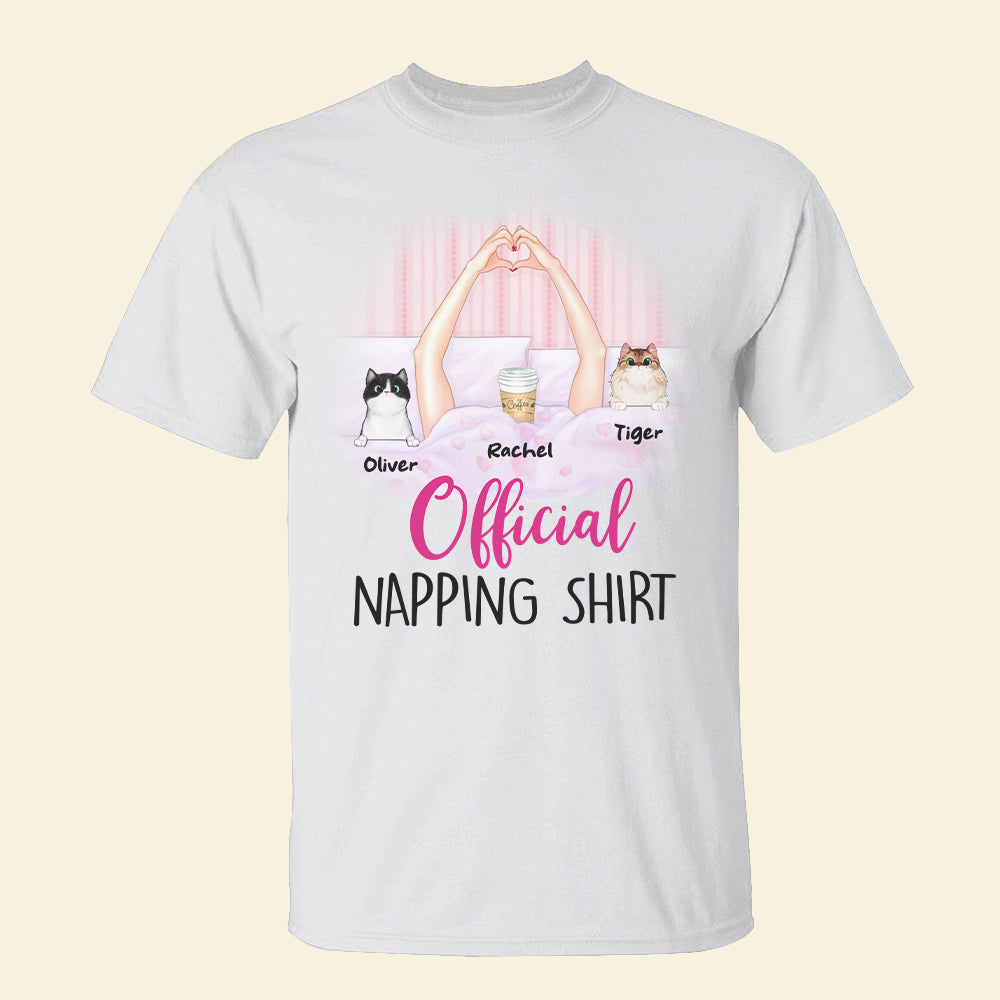 Nap Time Is My Happy Hour, Personalized Nap Queen & Cat Shirt, Gift For Cat Lovers - Shirts - GoDuckee