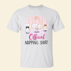Nap Time Is My Happy Hour, Personalized Nap Queen & Cat Shirt, Gift For Cat Lovers - Shirts - GoDuckee