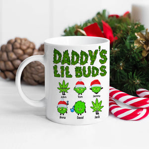 Daddy's Lil Buds Personalized Weed Family Mug, Christmas Tree Decor - Coffee Mug - GoDuckee