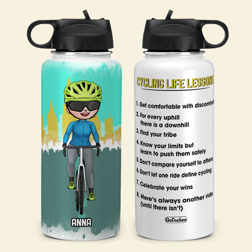 Personalized Cycling Water Bottle - Eight Cycling Life Lessons - Water Bottles - GoDuckee