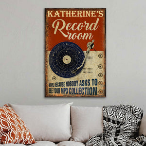 Personalized Record Room Poster - Nobody Asks To See Your MP3 Collection - Vinyl Record - Poster & Canvas - GoDuckee