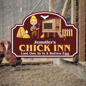 Personalized Chicken Girl Metal Sign, Gift For Farmer - Metal Wall Art - GoDuckee