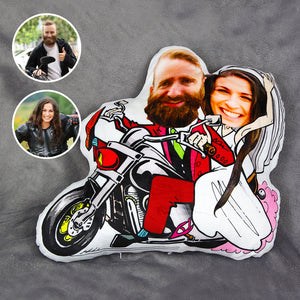 Custom Face Pillow, Love Family, Just Married Couple Ride - Pillow - GoDuckee