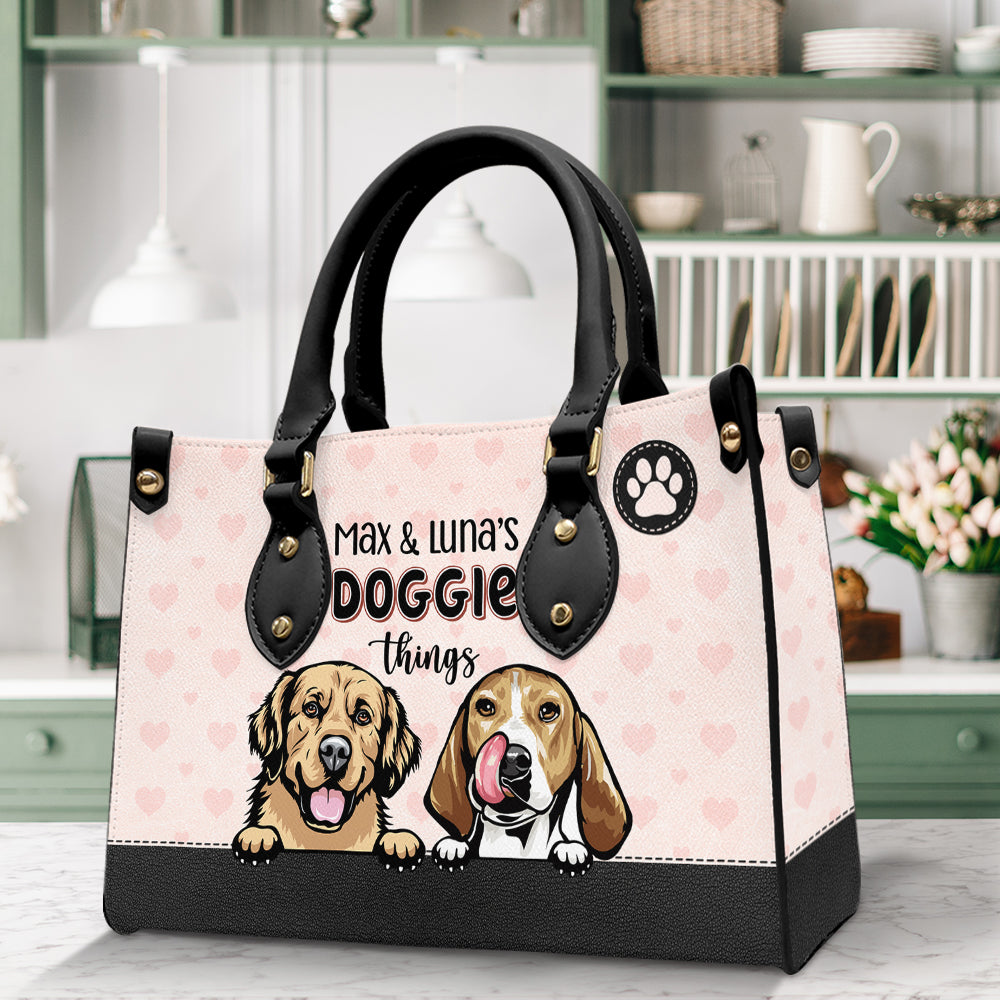 Doggie Things, Gift For Dog Lovers, Personalized Leather Bag - Leather Bag - GoDuckee