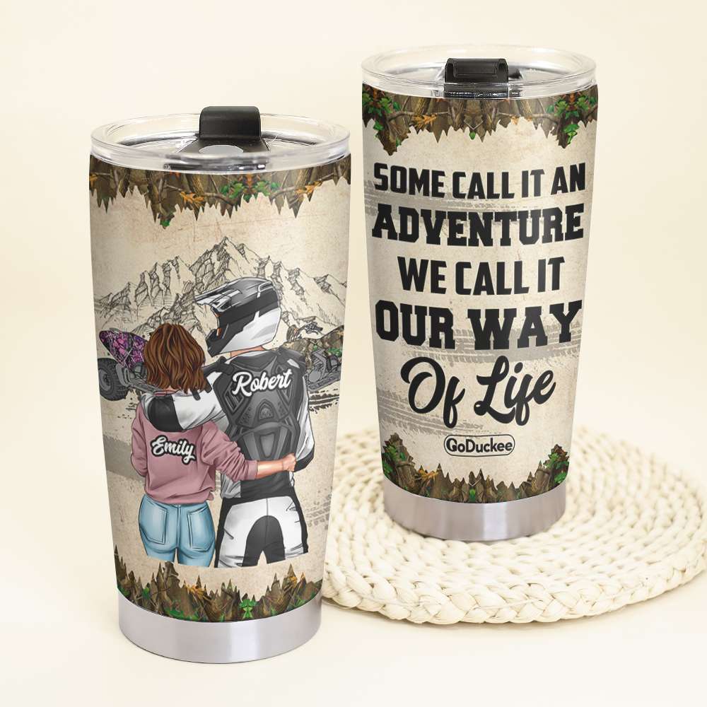 Personalized Dirt Bike Racing Couple Tumbler - Some Call It An Adventure - Tumbler Cup - GoDuckee