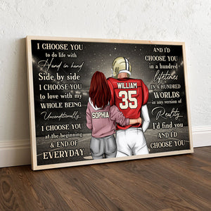 Personalized Football Couple Poster - I Choose You To Do Life With Hand In Hand, Side By Side - Poster & Canvas - GoDuckee