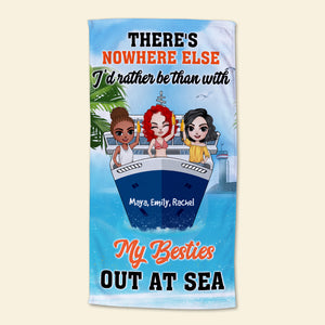 My Besties Out At Sea - Personalized Beach Towel - Gifts For Cruise Lovers, Sisters, BFF, Girls Doll Trip - Water Park - Beach Towel - GoDuckee