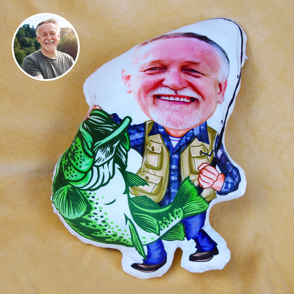 Fishing Old Man Custom Shape Pillow, Gift For Man - Pillow - GoDuckee