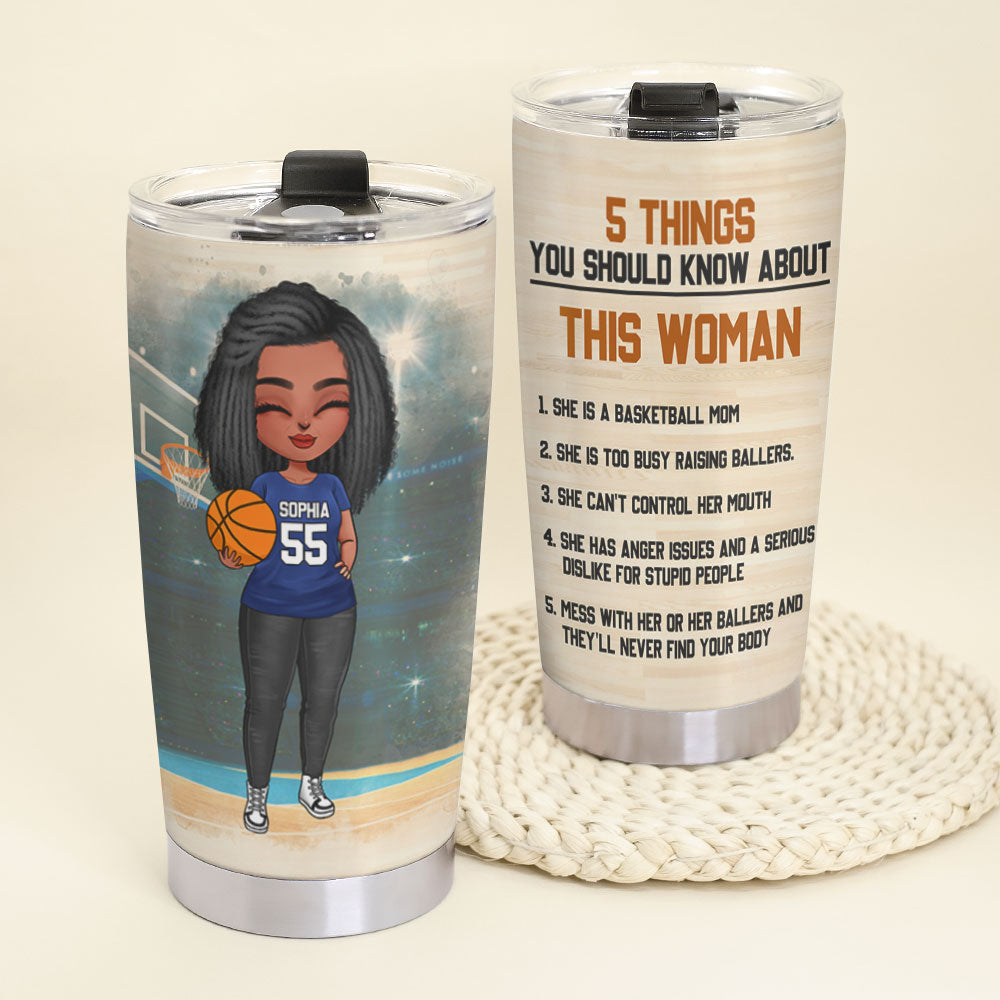 Personalized Basketball Mom Tumbler - 5 Things You Should Know About This Woman BSB2104 - Tumbler Cup - GoDuckee