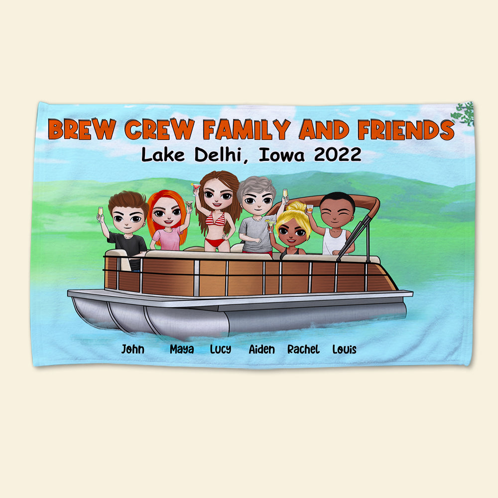 Brew Crew Family And Friends - Personalized Beach Towel - Beach Towel - GoDuckee