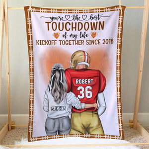You Are The Best Touchdown Of My Life, Personalized American Football Couple Blanket - Blanket - GoDuckee