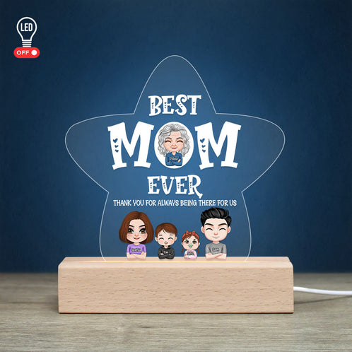 Best Mom Ever, Mom And Children Personalized 3D Led Light Wooden Base, Happy Mother's Day - Led Night Light - GoDuckee
