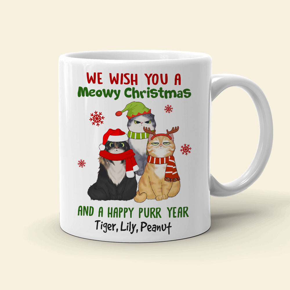 We Wish You a Meowy Christmas And A Happy Purr Year, Personalized Cat Christmas Mug, Christmas Gift - Coffee Mug - GoDuckee