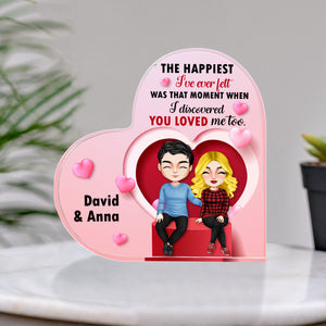 The Happiest I've Ever Felt Was That Moment When I Discovered You Loved Me Too - Personalized Couple Plaque - Gift For Couple - Decorative Plaques - GoDuckee
