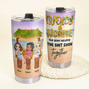 Friends & Alcohol, Gift For Friends, Personalized Tumbler, Summer Friends Tumbler - Tumbler Cup - GoDuckee