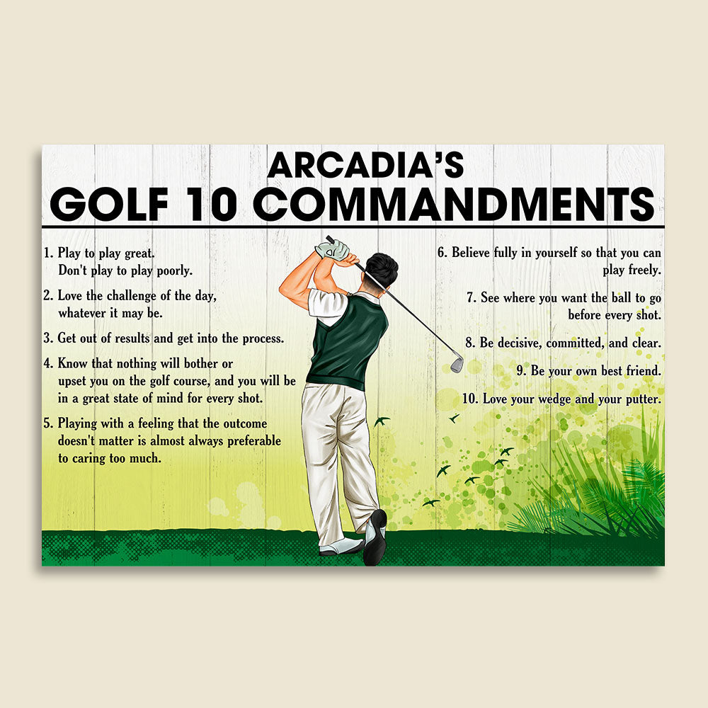 Golf 10 Commandments Play To Play Great Personalized Wall Art - Poster & Canvas - GoDuckee