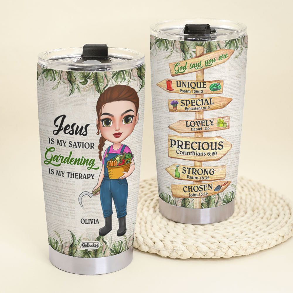 God Says You Are Unique Special Lovely Personalized Gardening Tumbler Cup - Tumbler Cup - GoDuckee