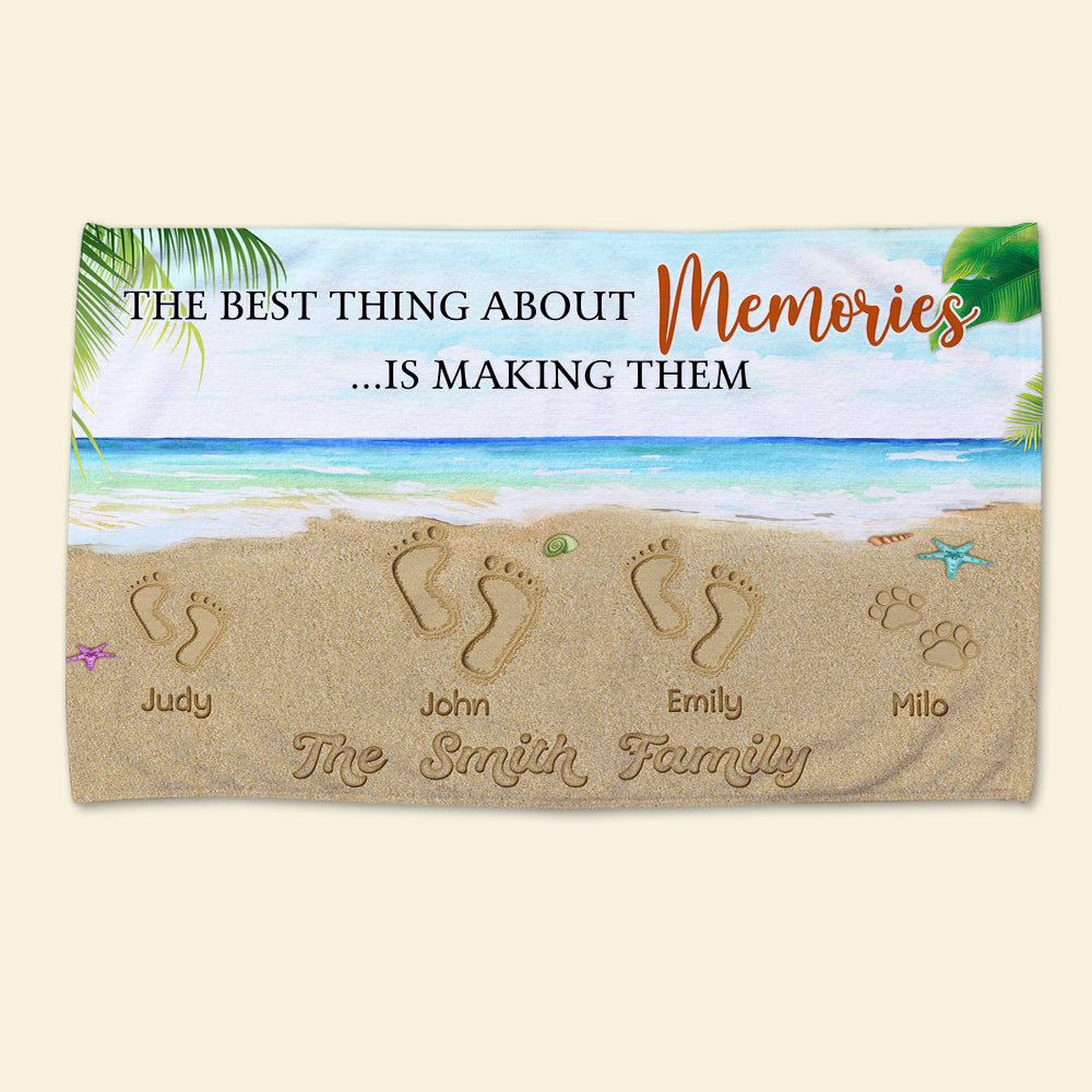 Family The Best Thing About Memories Is Making Them - Personalized Beach Towel - Beach Towel - GoDuckee