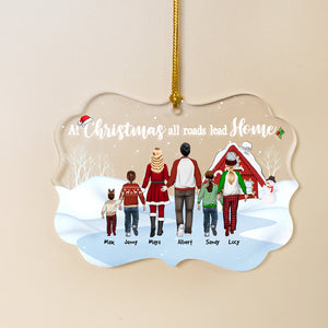 At Christmas All Roads Lead Home, Christmas Medallion Acrylic Ornament Gift For Family - Ornament - GoDuckee