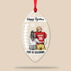 Football Couple Happy Together For Every Football Season, Acrylic Transparent Ornament - Ornament - GoDuckee