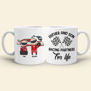 Father And Son Racing Partners For Life Personalized Mug, Gift For Family - Coffee Mug - GoDuckee