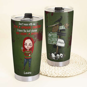 Personalized Horror Girl Tumbler - Don't Mess With Me I Am A Horror Junkie - Tumbler Cup - GoDuckee