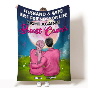 Breast Cancer Awareness - Personalized Pink Couple Blanket - Husband And Wife Fight Against Breast Cancer - Blanket - GoDuckee