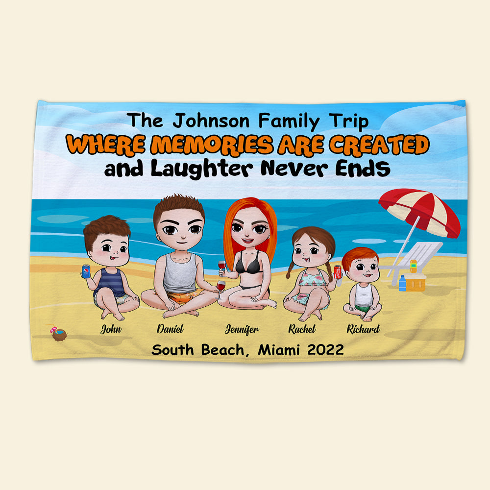 Family Where Memories Are Created And Laughter Never Ends - Personalized Beach Towel - Beach Towel - GoDuckee