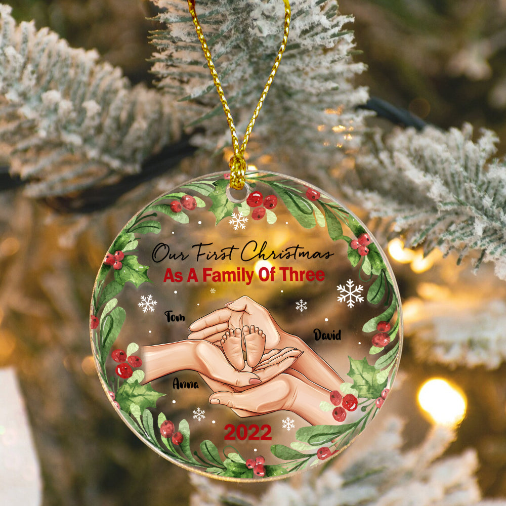 Our First Christmas As A Family Personalized New Parents Ornament